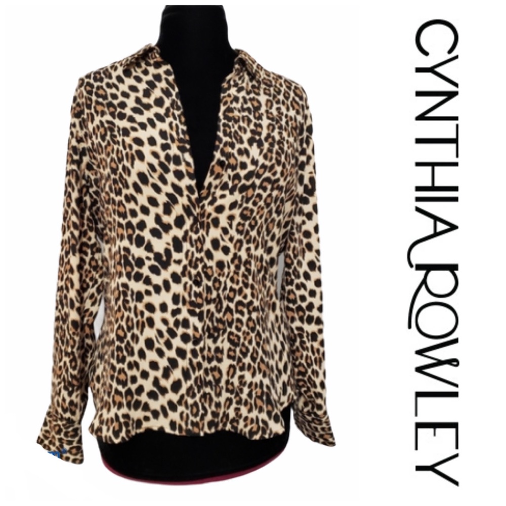 Cynthia Rowley Cheetah Button Front Shirt Medium